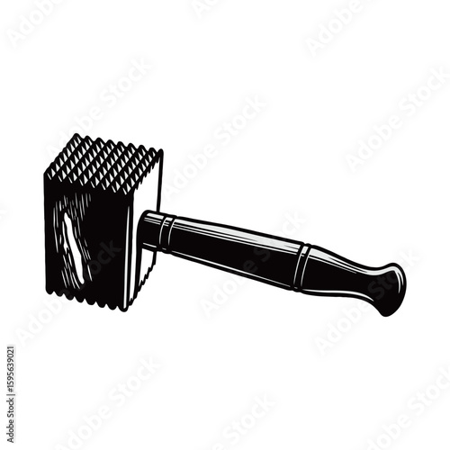 silhouette image of meat hammer tenderizer with transparent background