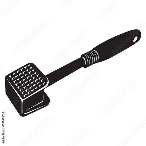 silhouette image of meat hammer tenderizer with transparent background