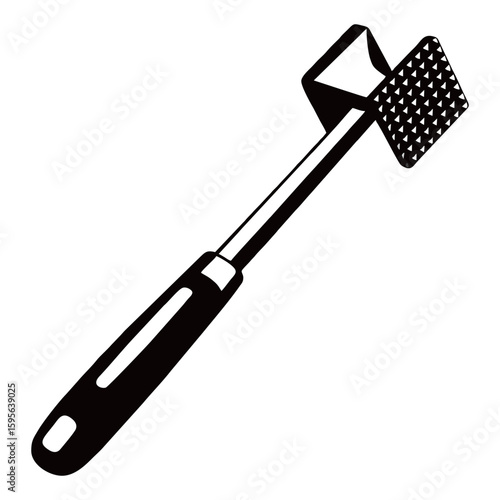 silhouette image of meat hammer tenderizer with transparent background