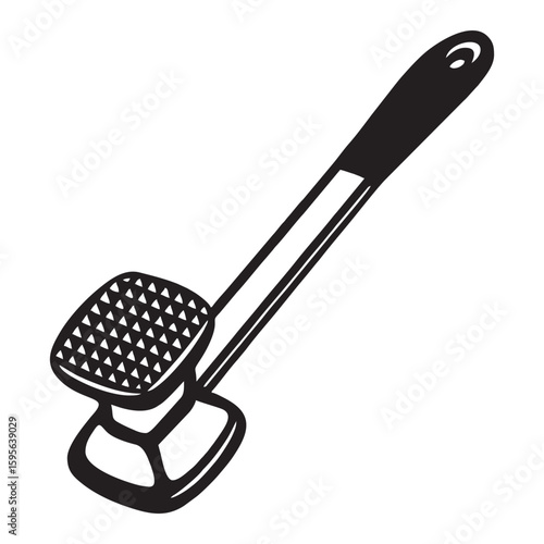 silhouette image of meat hammer tenderizer with transparent background