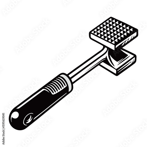 silhouette image of meat hammer tenderizer with transparent background