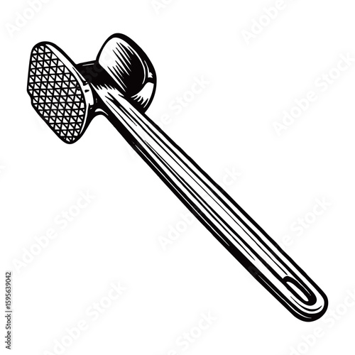 silhouette image of meat hammer tenderizer with transparent background