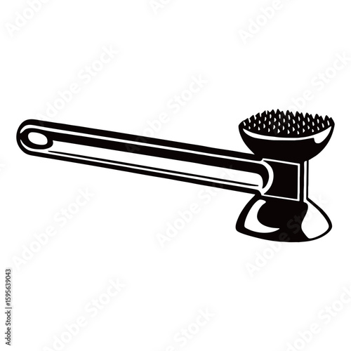 silhouette image of meat hammer tenderizer with transparent background