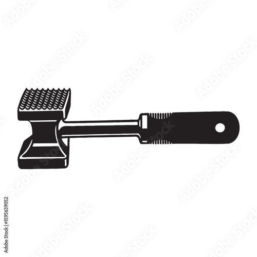 silhouette image of meat hammer tenderizer with transparent background