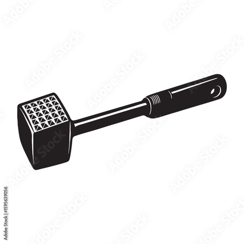 silhouette image of meat hammer tenderizer with transparent background