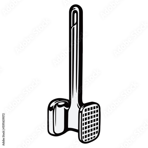 silhouette image of meat hammer tenderizer with transparent background