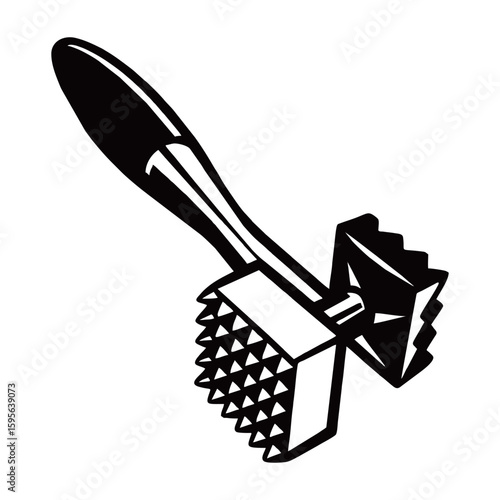 silhouette image of meat hammer tenderizer with transparent background