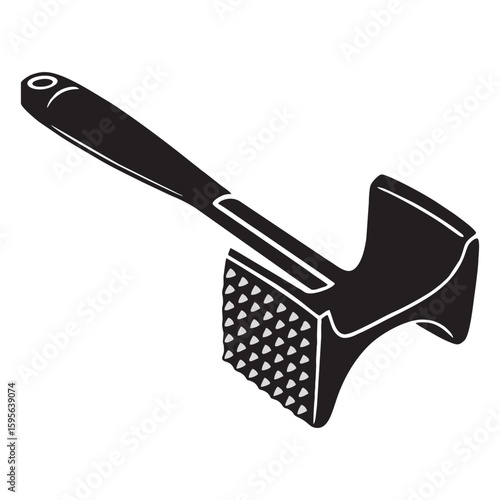 silhouette image of meat hammer tenderizer with transparent background