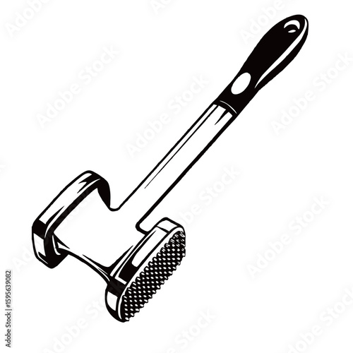 silhouette image of meat hammer tenderizer with transparent background
