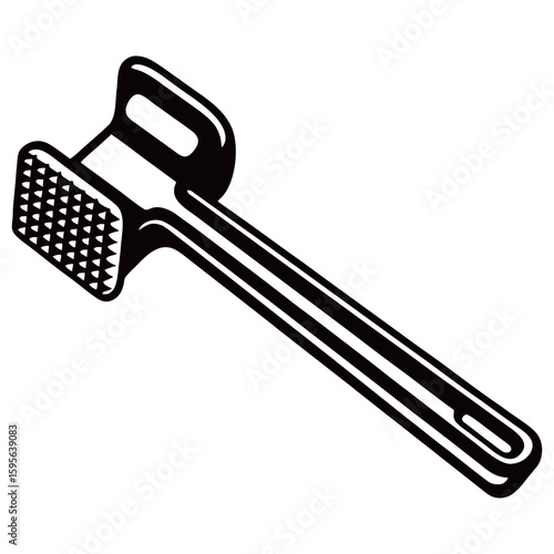 silhouette image of meat hammer tenderizer with transparent background