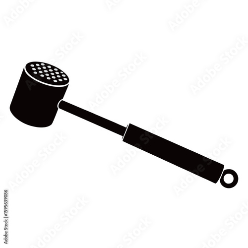 silhouette image of meat hammer tenderizer with transparent background