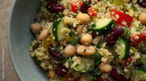 Colorful quinoa salad with legumes and vegetables