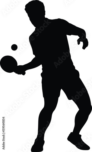 Table Tennis Player Silhouette Vector with Transparent Background.