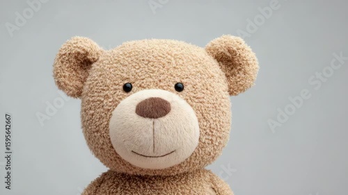 Soft plush teddy bear toy with cute face and friendly smile