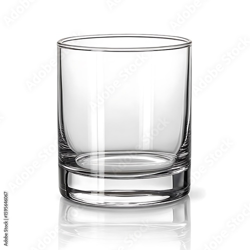 A clear empty glass tumbler with a thick base perfect for serving spirits or water