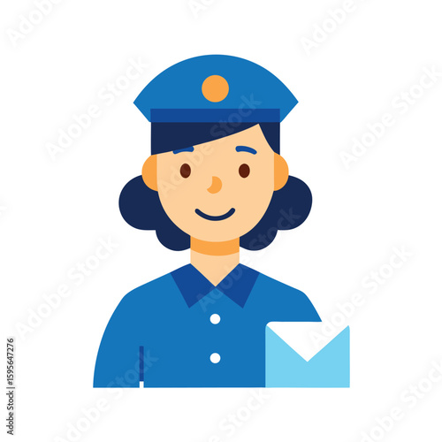 Cartoon Mail Carrier Woman Holding Letters