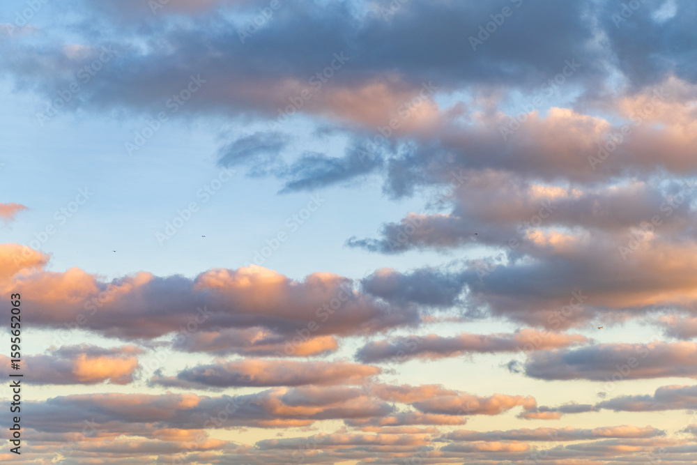 Fototapeta premium Sky filled with cloud. Overcast scene. Cloudy sky view. Cloud drifting. Cloudy atmospheric backdrop. Morning sky with cloud. Sky and cloud formation. Weather cloudscape
