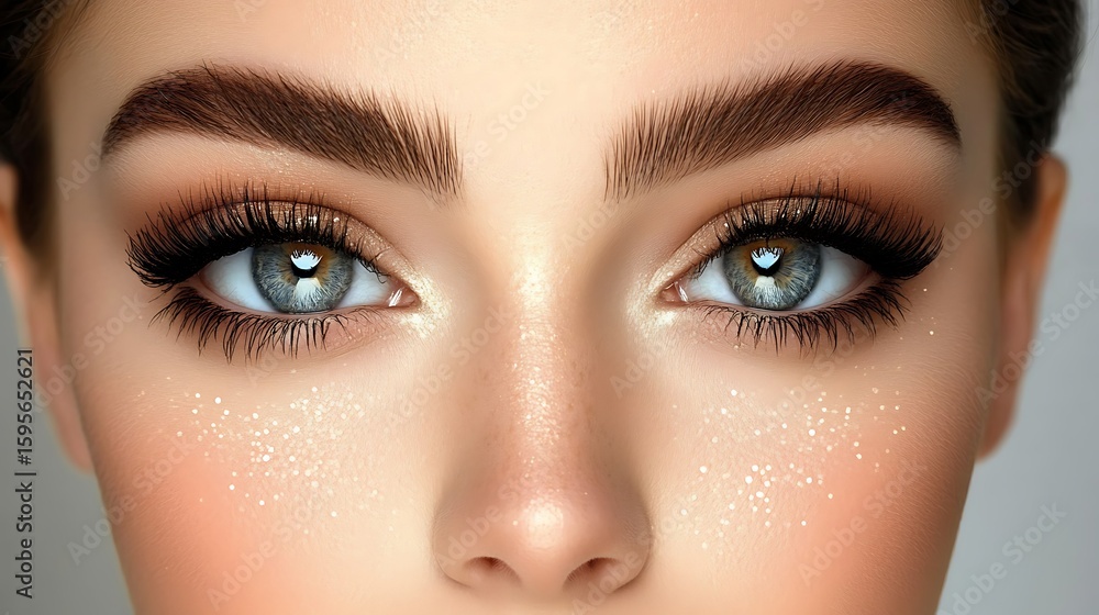 Fototapeta premium Close-up view of a woman's face with exquisite makeup.