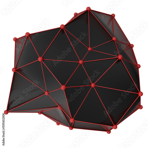 Abstract Polygon Backgrounds with Red and Black Low-Poly Mesh Surfaces – Geometric 3D Shapes with Wireframe Grids, Irregular Structures, and a Modern Futuristic Visual Aesthetic