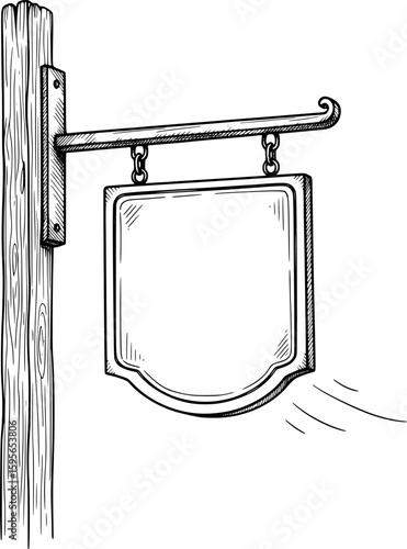 Hanging signboard with hand-drawn style