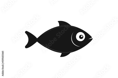 Underwater vector illustration of an aquatic sea animal, a tuna fish, on a white background