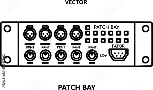 Patch bay outline icon vector
