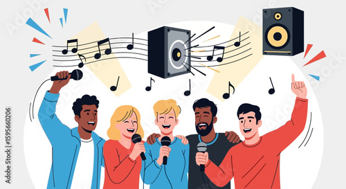Celebrating National Friendship Day A Harmonious Ensemble of Diverse Friends Singing Together, Rejoicing in Unity!