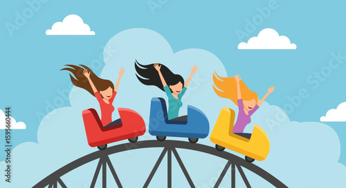 Celebrating National Friendship Day A thrilling roller coaster ride of shared excitement and joy, full of smiles and laughter.