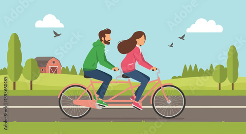 Celebrating National Friendship Day with a Tandem Bike Ride A Shared Journey on Two Wheels, creating memories together.