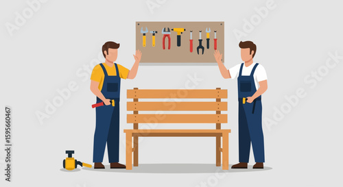 Celebrating National Friendship Day Skilled Craftsmen Building Together for a Stronger Community, Friendship and Craftsmanship