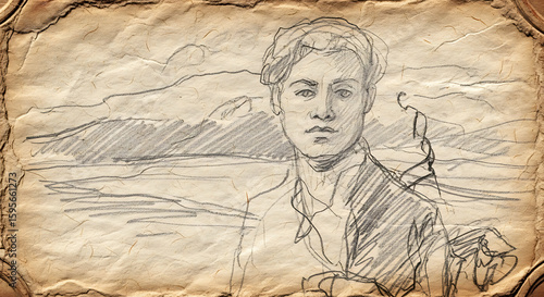 Wallpaper Mural Rough paper texture with pencil sketch overlay Torontodigital.ca