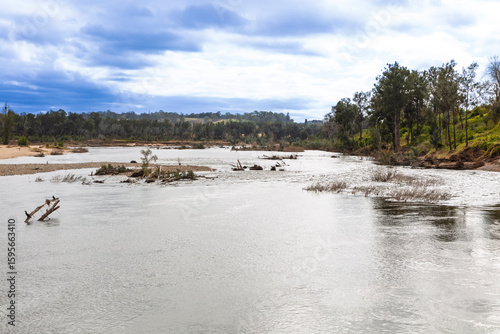 Photograph of the Nepean River flowing through Yarramundi Reserve after major flood damage in the Hawkesbury Region of NSW, Australia.