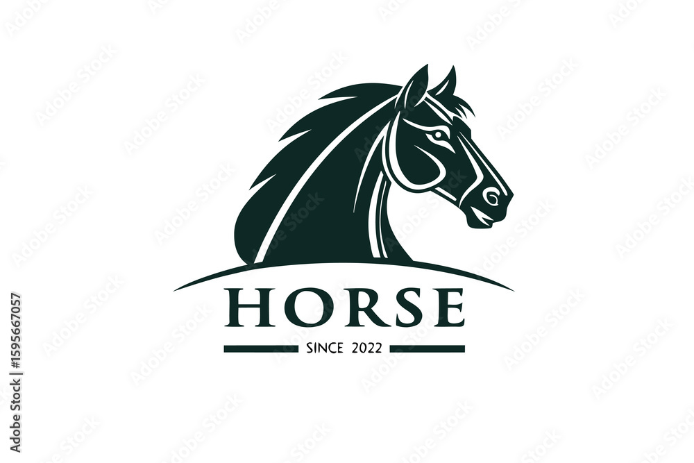 Fototapeta premium Elegant Horse Head Logo Design for Equestrian Brand or Business Since 2022