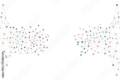 Abstract network connections with dots and lines on either side of the frame on white background