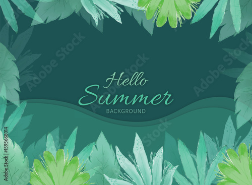 Summer Tropical Leaf Background Image, Plant, Nature, Green, Template, Frame, Banner Texture Advertising Poster