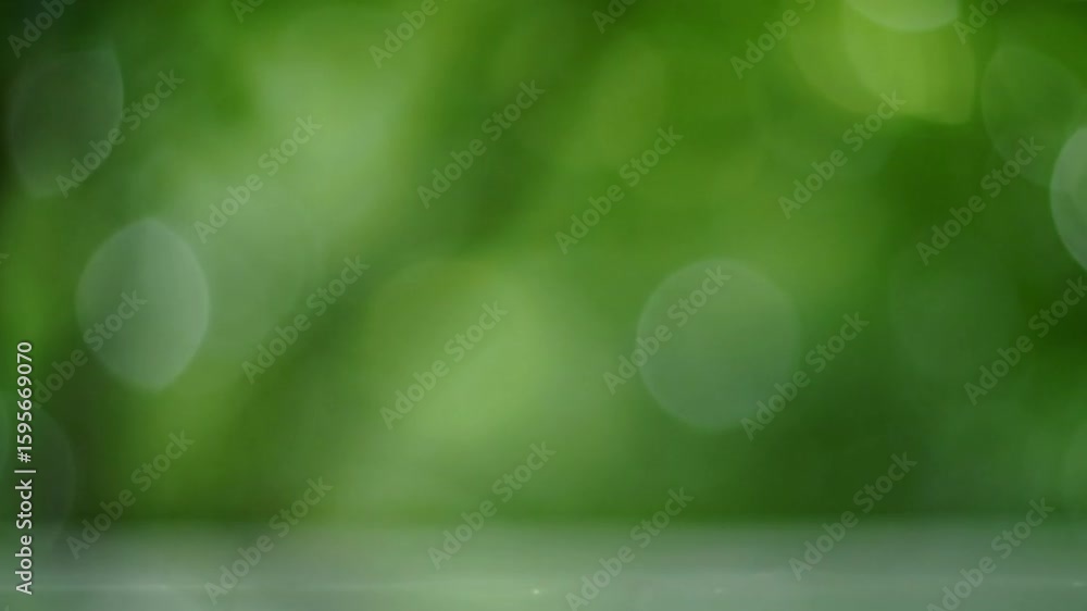Calm and peaceful green bokeh lights, animated background for meditation, titles, or overlay