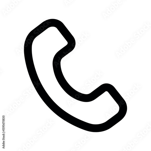 Black outline of a telephone receiver handset on a white background