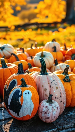 Festive Pumpkin Patch with Halloween Decorations