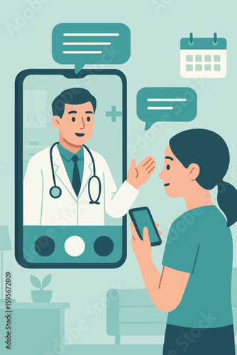 Flat Vector Online Medical Consultation