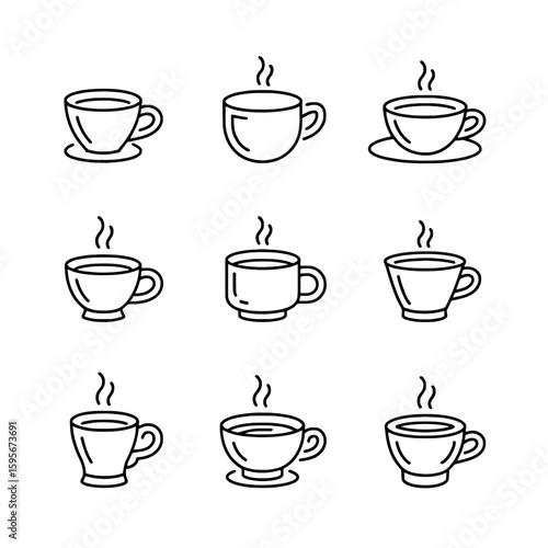 Wallpaper Mural Collection of nine hand drawn coffee cups isolated on white background Torontodigital.ca