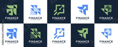 Set Collections of Growth Up Arrows, Logo Design Ideas. Unique Vector for Progress Financial, Business, Marketing, etc.