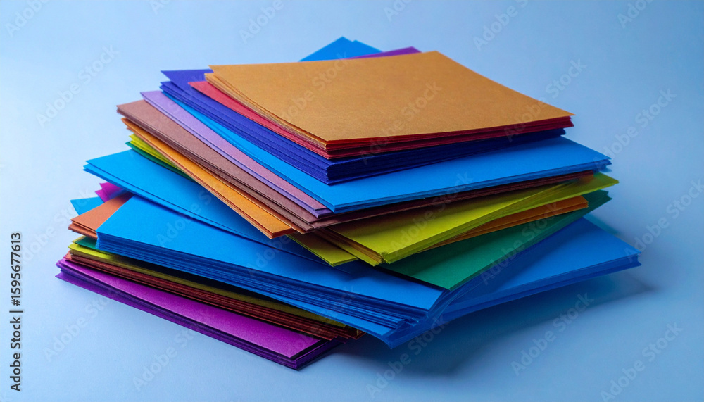 Stack of Colored Construction Paper. Back to School Concept. Generated Image Stack of Colored Construction Paper. Back to School Concept. Generated Image