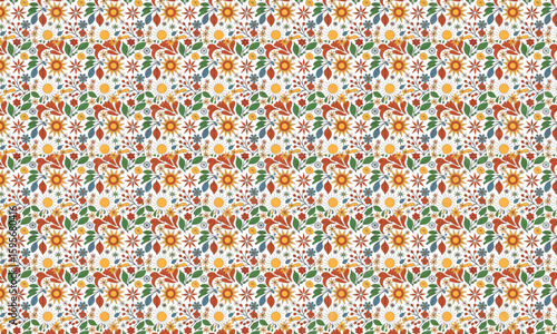 Floral sun and leaf pattern nature.