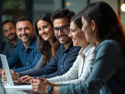 Une équipe soudée en pleine réunion collaborative dans un environnement professionnel dynamique et bienveillant
