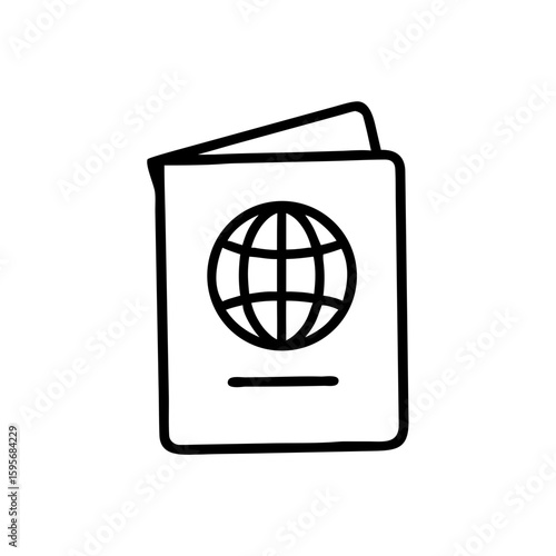 black passport icon, travel document, simple design clip art preview