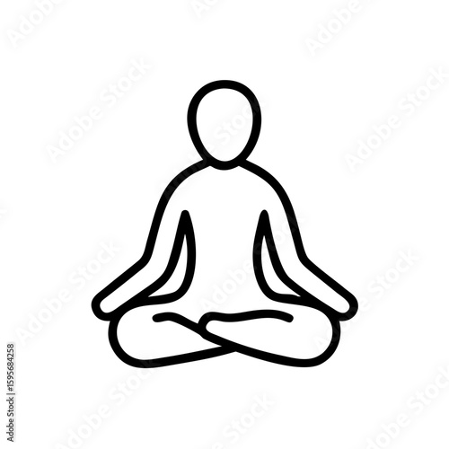 Isolated Minimalist Outline of Person Meditating
