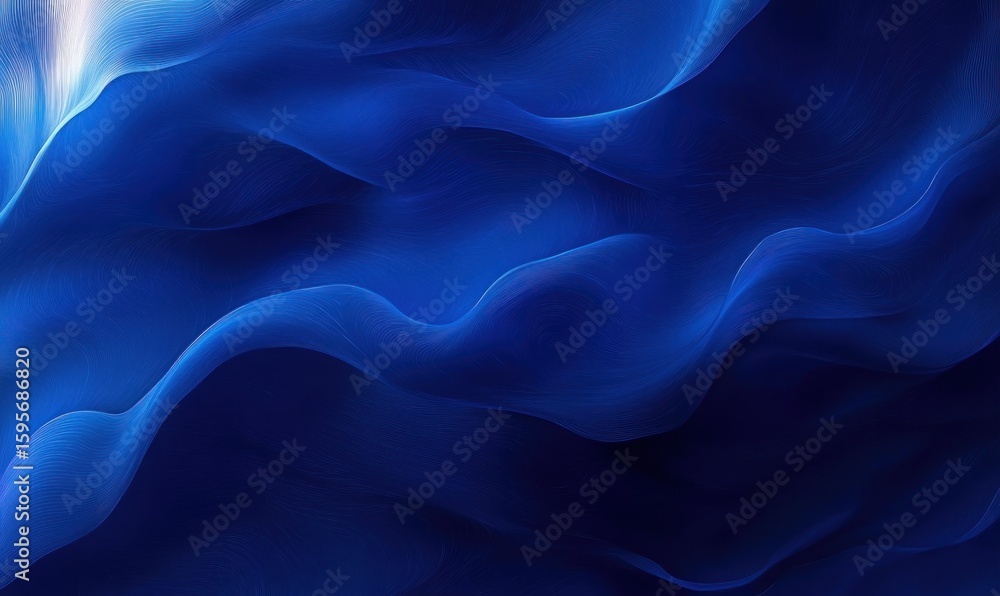 Fototapeta premium Abstract flowing blue waves with smooth curves and soft textures creating a serene and calming visual effect