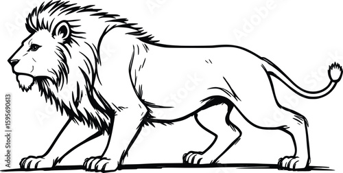 Minimal Crouching Lion Line Drawing – One-Line Contour Vector Art