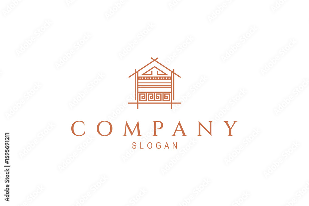 Fototapeta premium Unique house or real estate logo with classic ornament