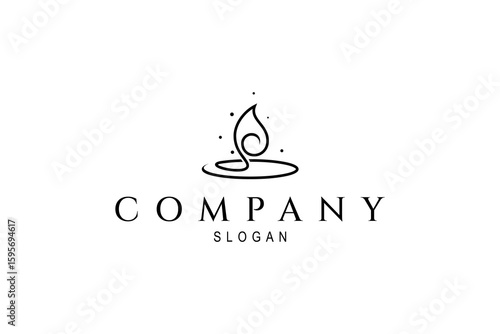 Minimal burning candle wick logo vector